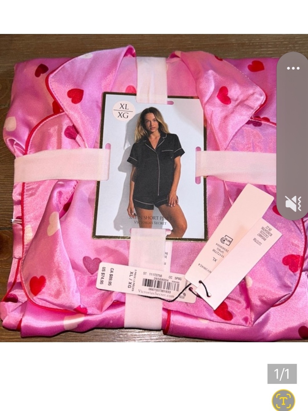 Victoria's Secret Pink Satin Heart-Print Short Pajama Set